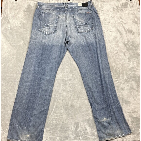 Hudson Jeans Men's Briggs Straight Fit Jeans Size 38 Light Wash Distressed USA - Picture 2 of 9